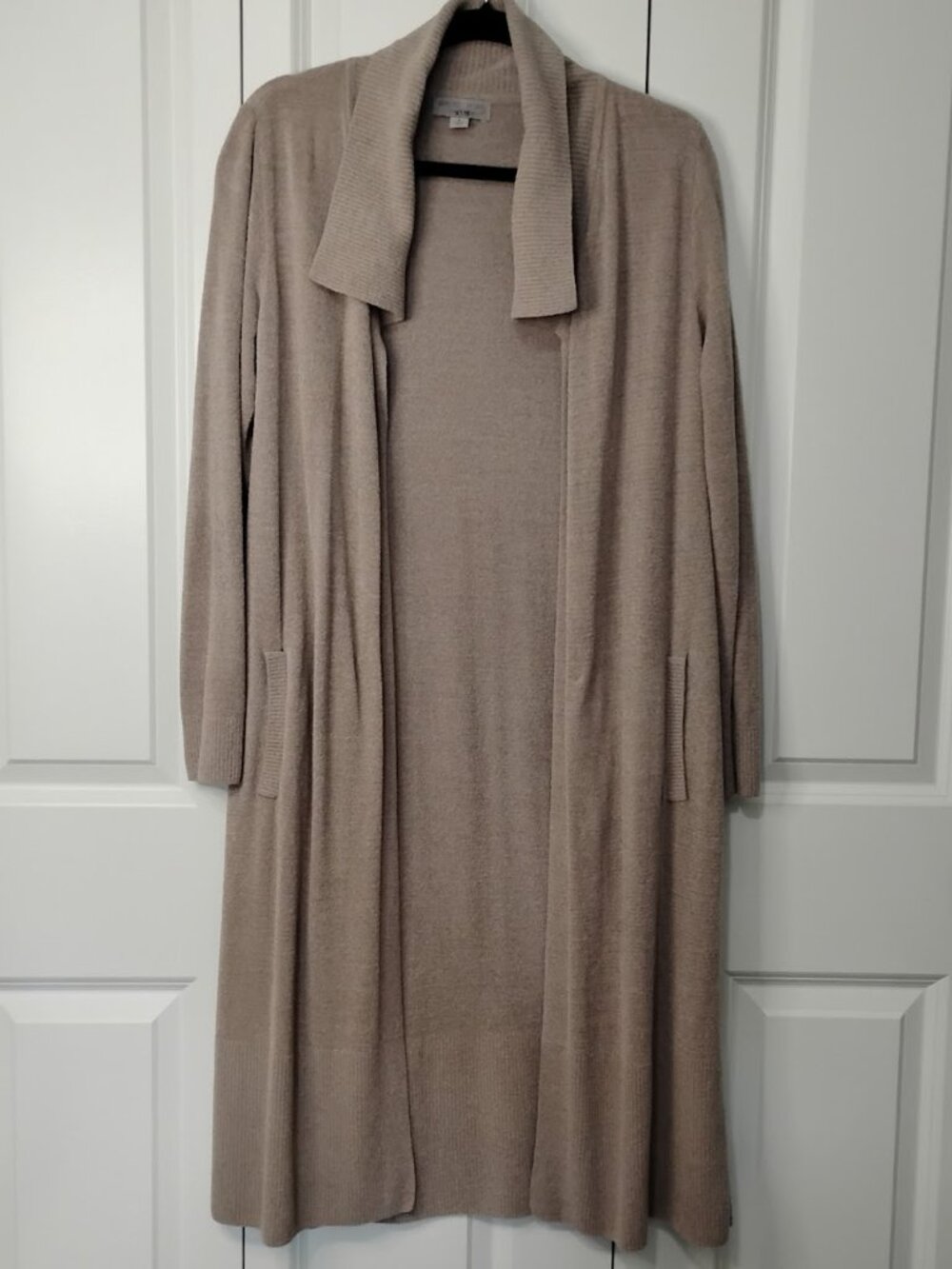 Barefoot Dreams Women's Taupe CozyChic Ultra Lite Wide Collar Long Cardigan Sz S